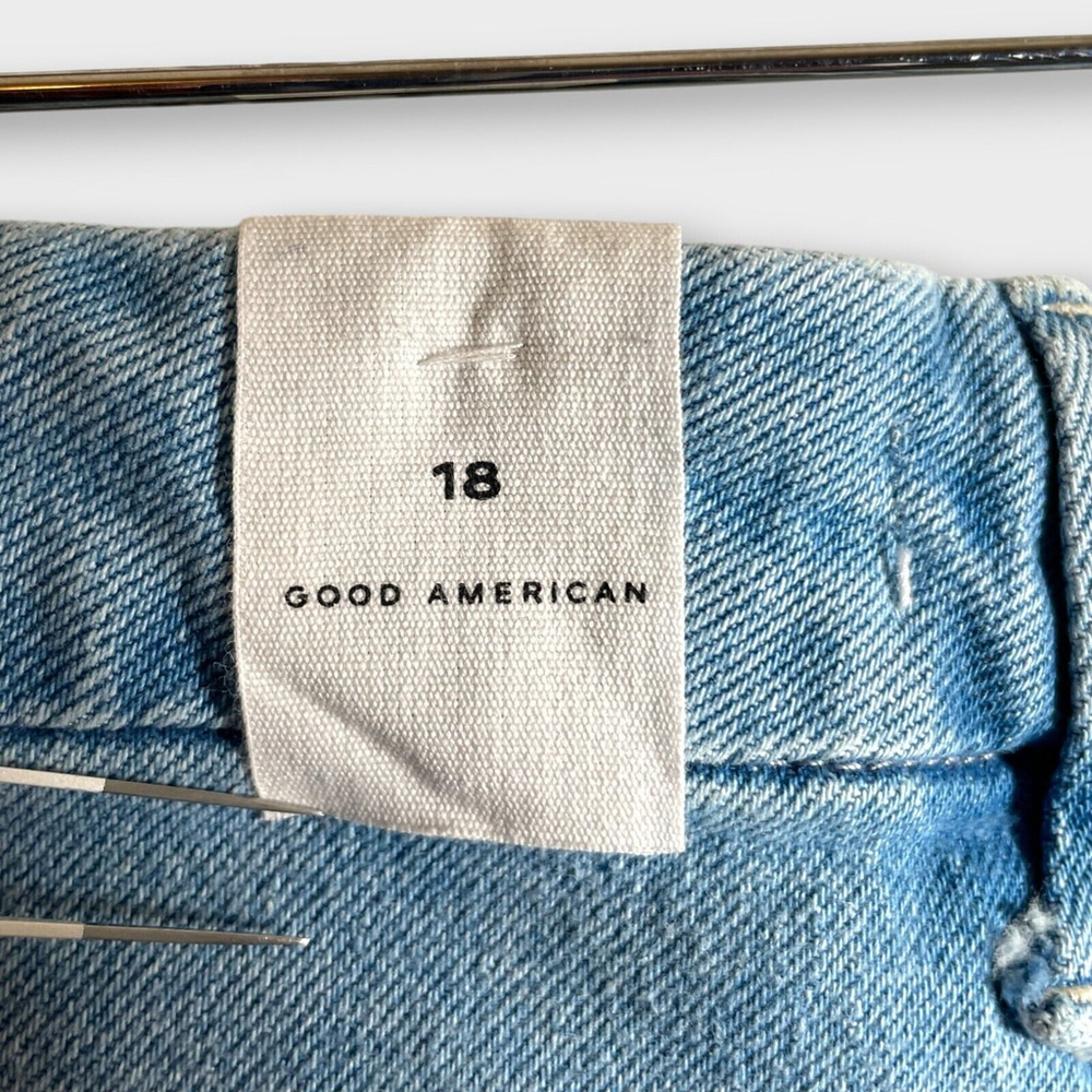 Good American INDIGO129 Jeans Women's 18 Good Classic Raw Hem Ripped Denim NWT - Picture 8 of 12